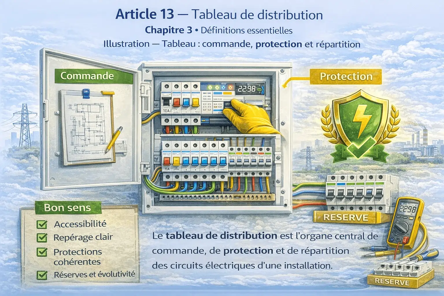 Tableau : commande, protection et répartition
