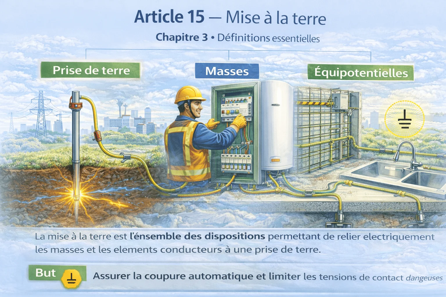 Terre, masses, liaisons équipotentielles