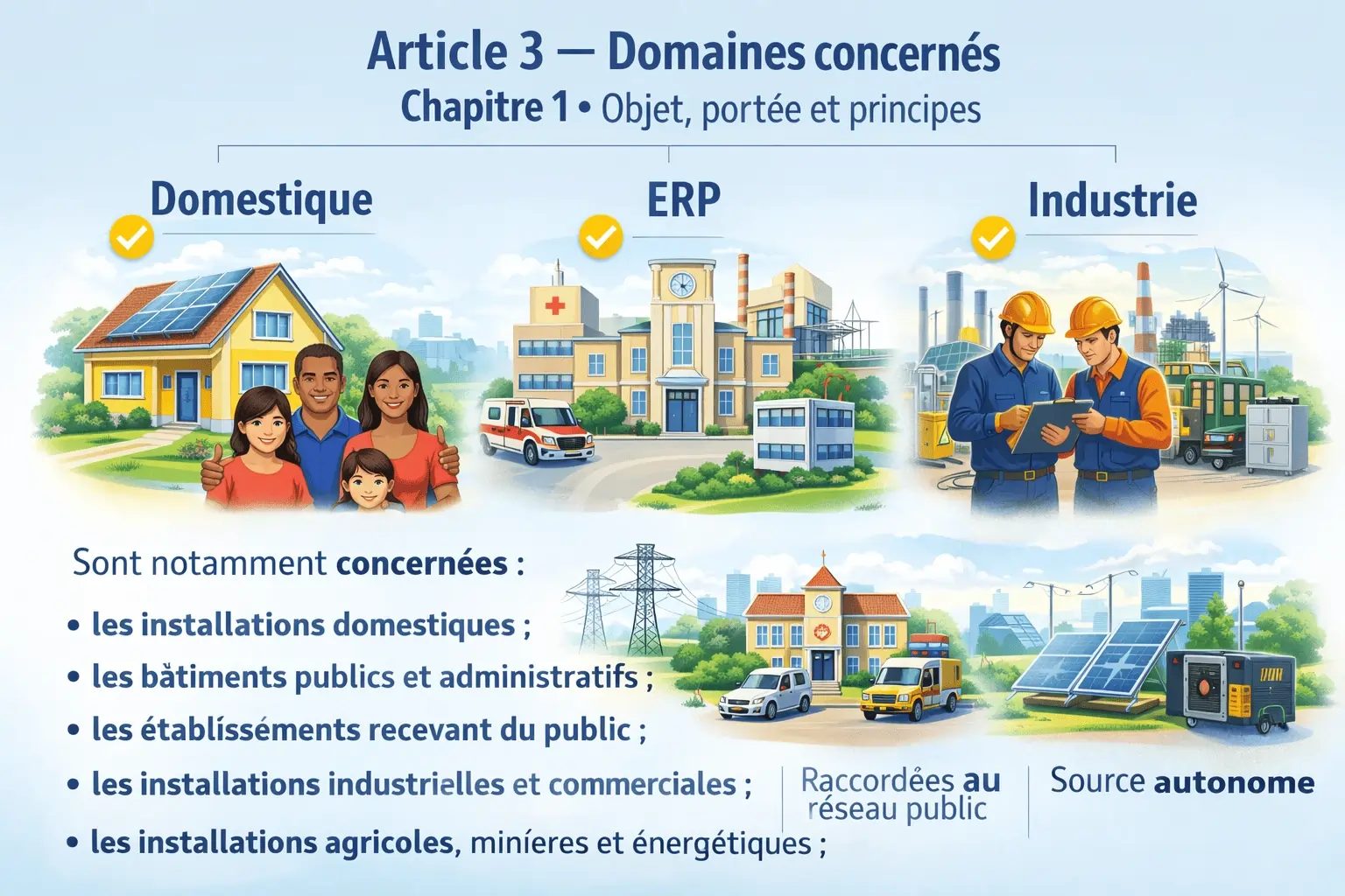 Domestique, public, industriel, énergie et renouvelables